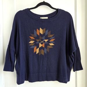 Sessun Fine Knit Sweater, Blue Amish Dolman Sleeve Sweater, Size XS